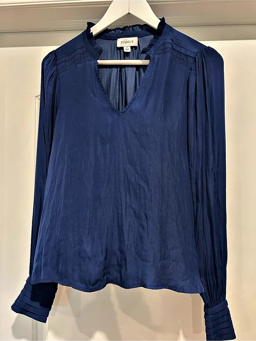 Evereve Puff Sleeve Blouse in Blue Size Small Like New
